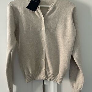 Brandy Melville Tan Cardigan Sweater with Round Neckline